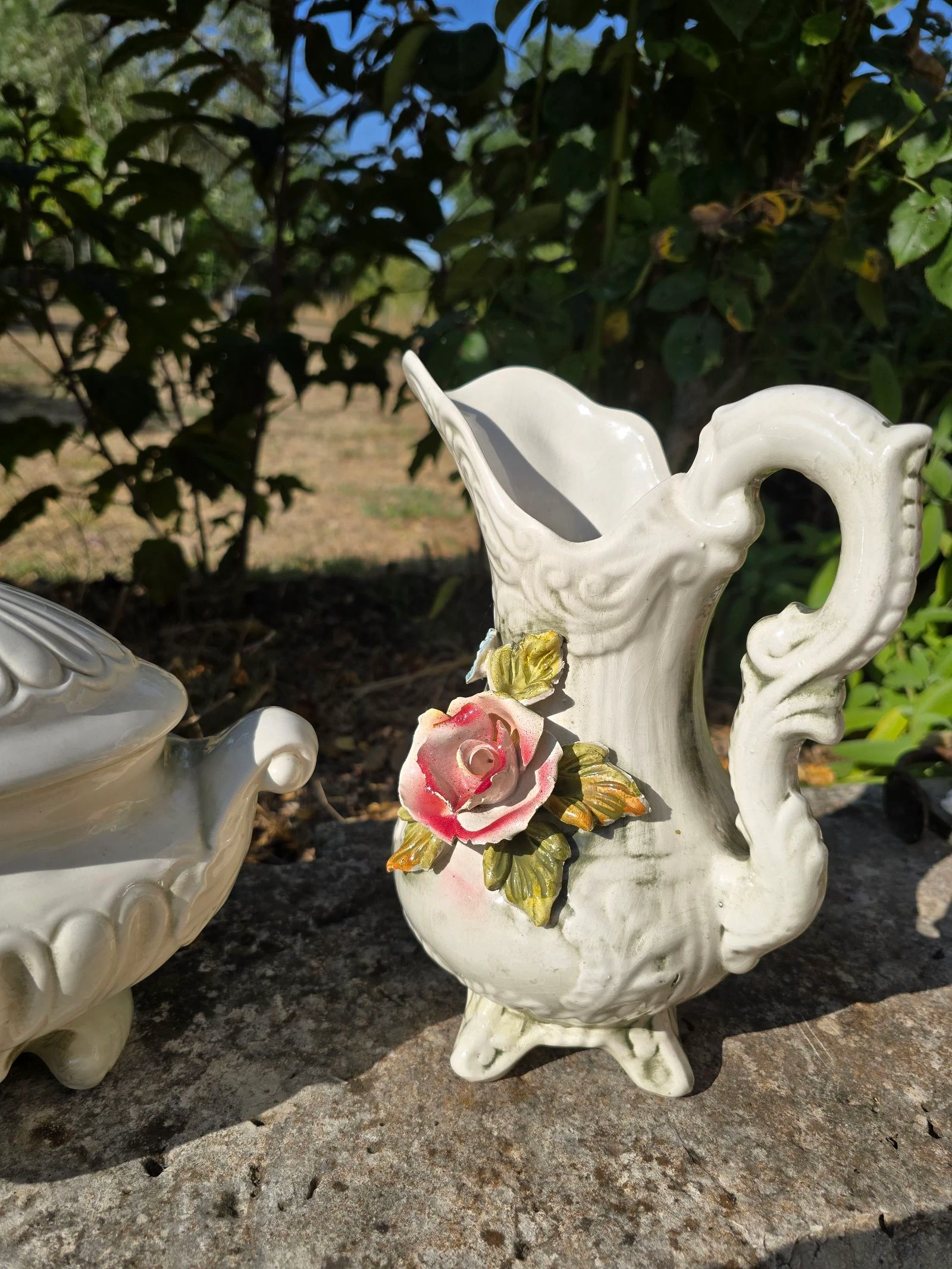Conjunto de barbotina italiana vintage - tigela e jarros – photo 4